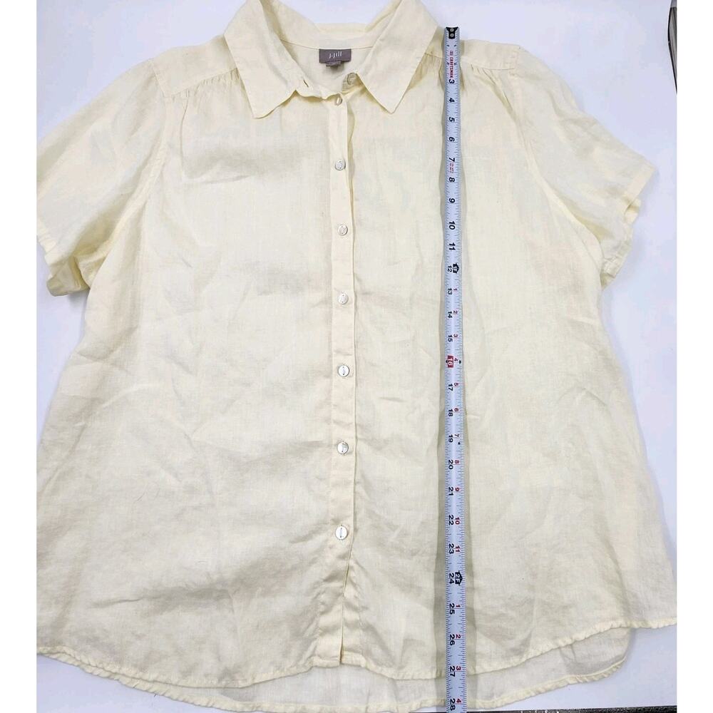 J.Jill Linen Blouse Top Button Front Shirt Pale Yellow Womens Size XL - Picture 5 of 9